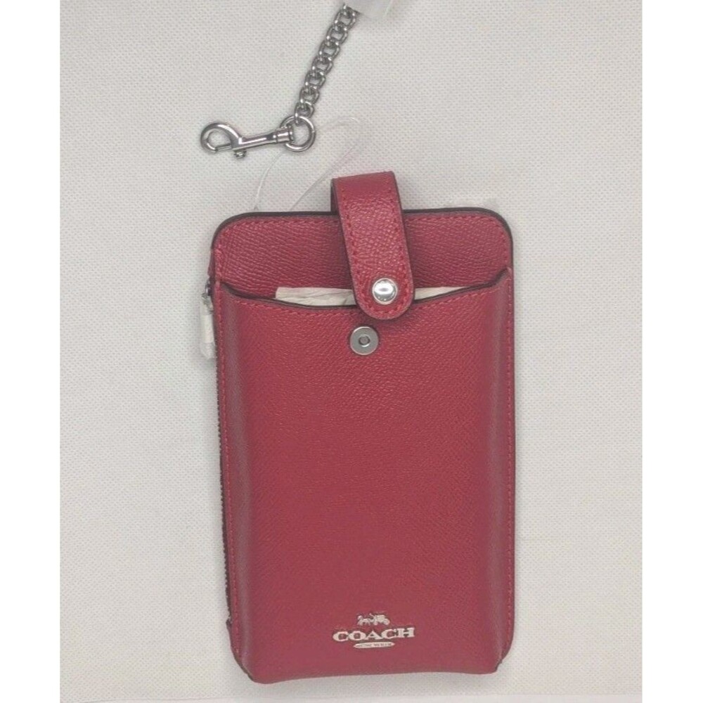 Coach North South Phone Crossbody In Crossgrain Leather - Candy Apple (red), NWT